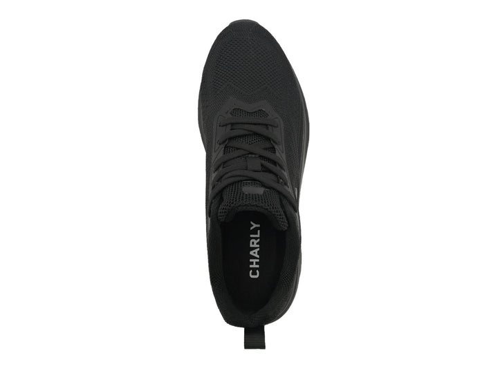 Tenis deportivos Charly de color negro con tejido de malla y suela sintética.