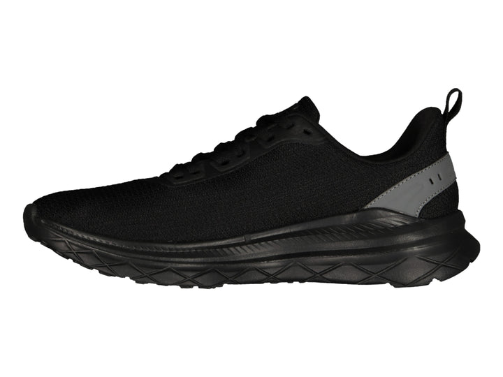 Tenis deportivos Charly color negro con detalles en gris y suela robusta texturizada.