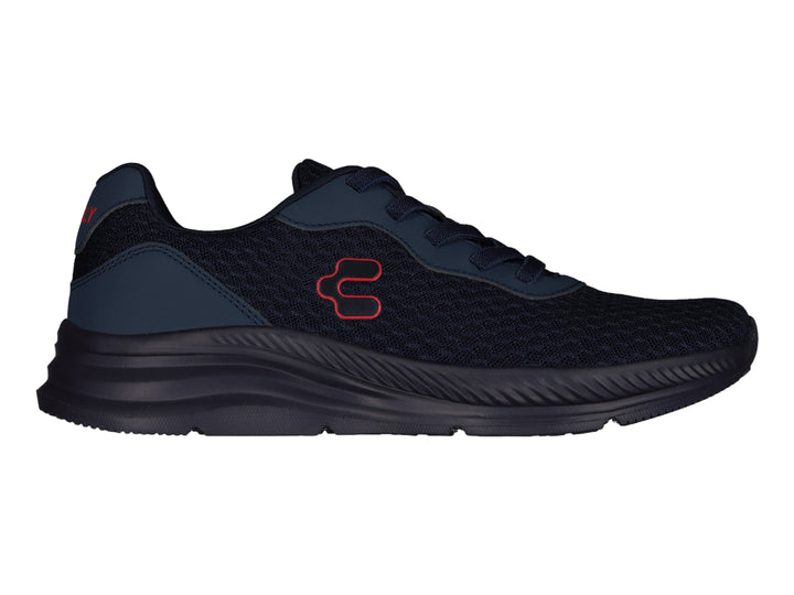 Tenis deportivos Charly en color azul marino con logotipo rojo lateral y suela a juego.