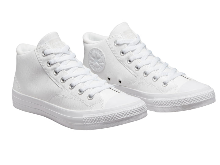Tenis Converse Chuck Taylor All Star Malden Street Mid en color blanco total, vista lateral.