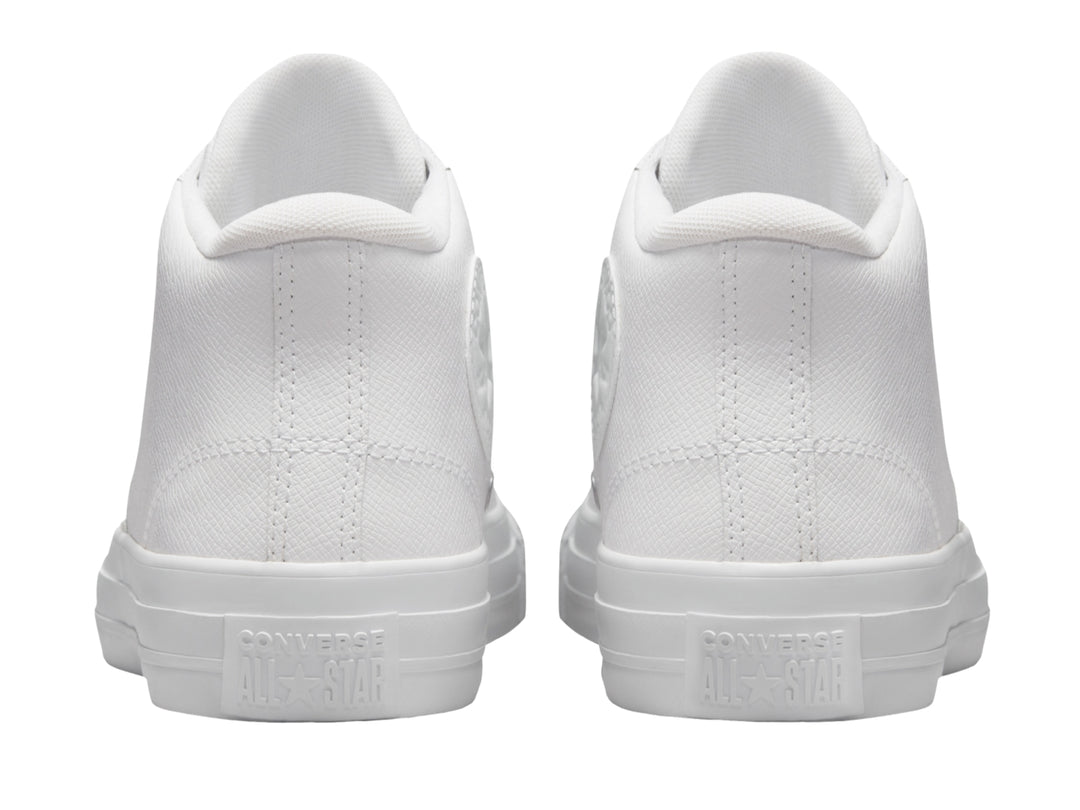 Tenis Converse Chuck Taylor All Star Malden Street Mid en color blanco total, vista lateral.