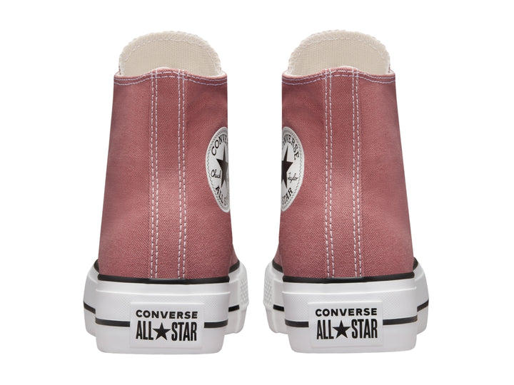 Tenis Converse Chuck Taylor All Star Lift HI color saddle con suela blanca de plataforma.