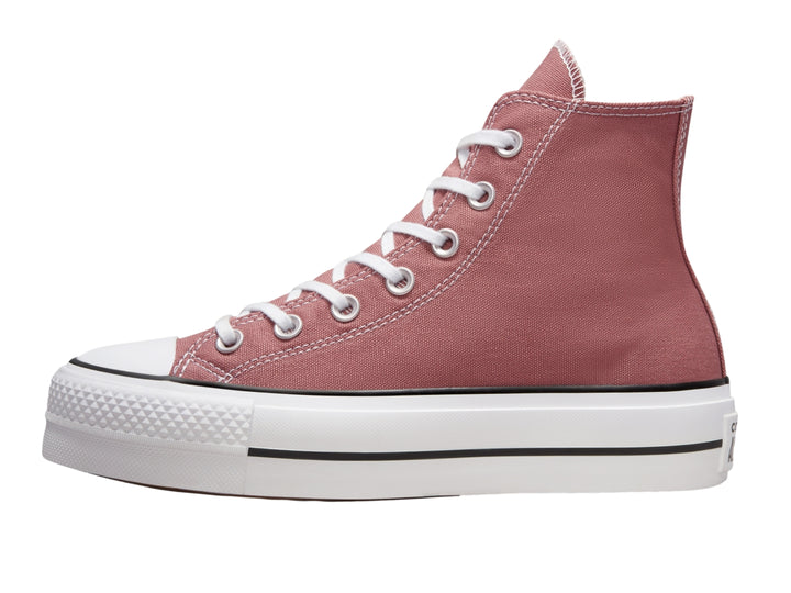 Tenis Converse Chuck Taylor All Star Lift HI color saddle con suela blanca de plataforma.