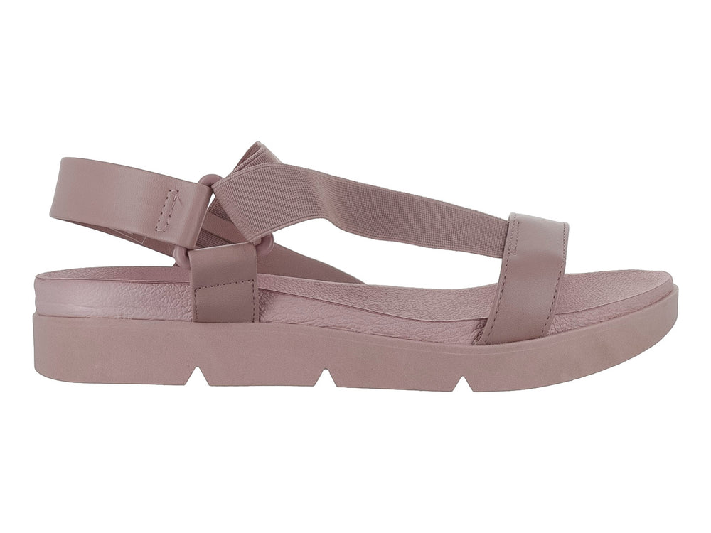 Sandalia de plataforma color rosa con correas elásticas y sintéticas, diseño casual y cómodo.