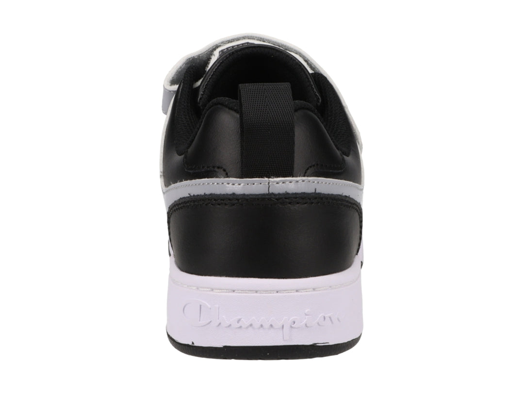 Tenis deportivos Champion Arena Lo CB en colores negro, blanco y gris con correa ajustable.