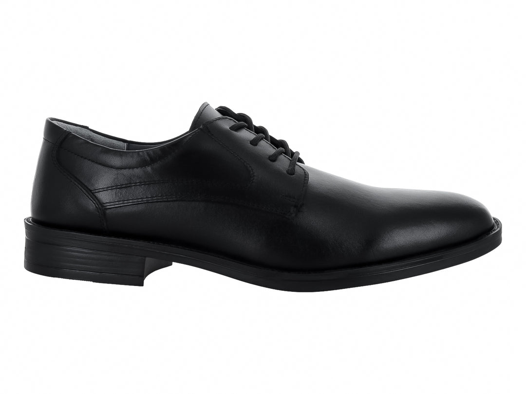 Zapato formal negro de cuero con cordones y suela plana para Hombre.
