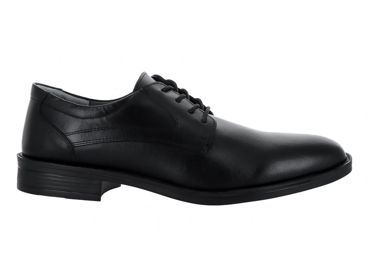 Zapato formal negro de cuero con cordones y suela plana para Hombre.
