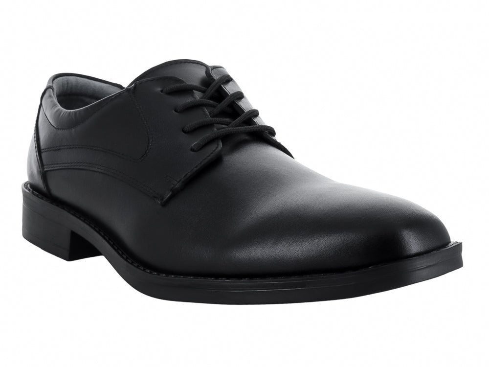 Zapato formal negro de cuero con cordones y suela plana para Hombre.