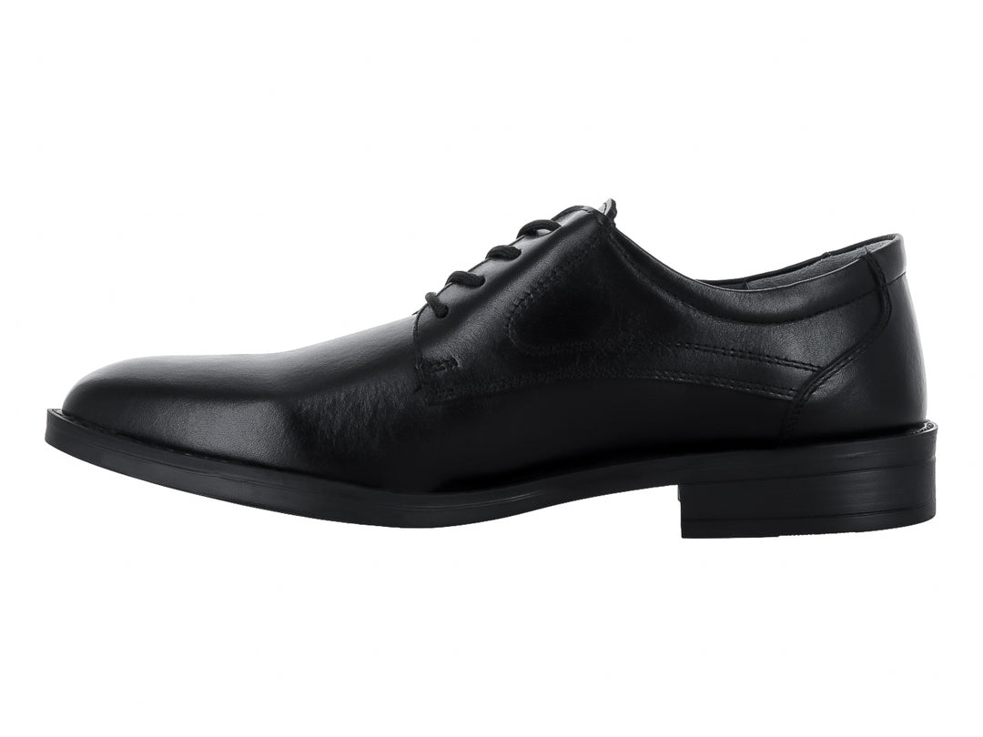 Zapato formal negro de cuero con cordones y suela plana para Hombre.