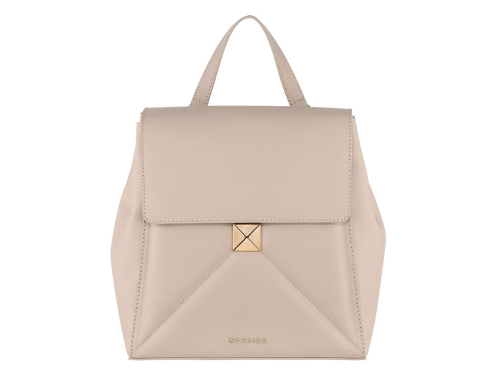 Mochila color nude de Westies con asa superior y herraje dorado cuadrado.