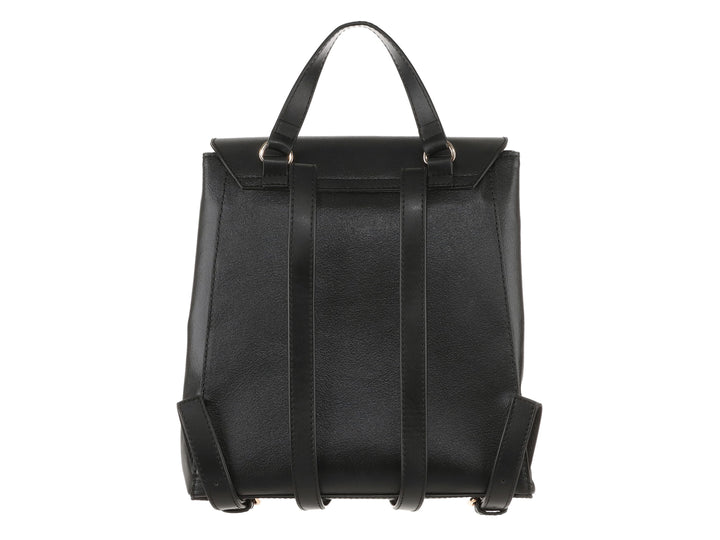 Bolso de hombro Westies color negro con asa superior, solapa frontal y detalle metálico dorado en el centro.