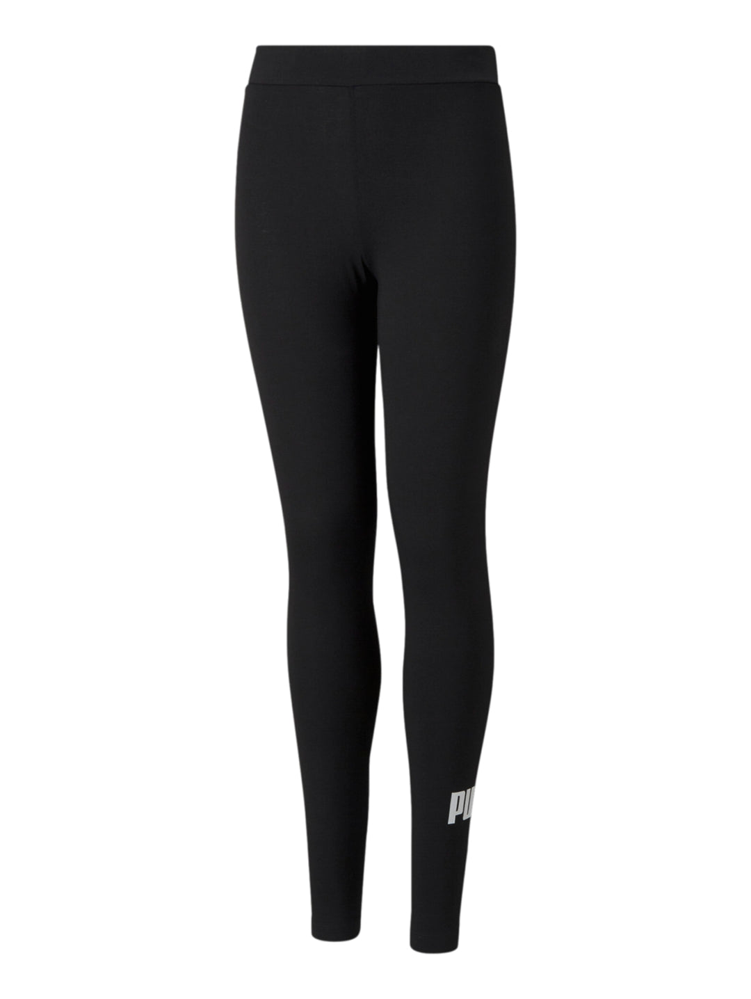 Leggings deportivos PUMA de color negro con logotipo blanco en la pierna.