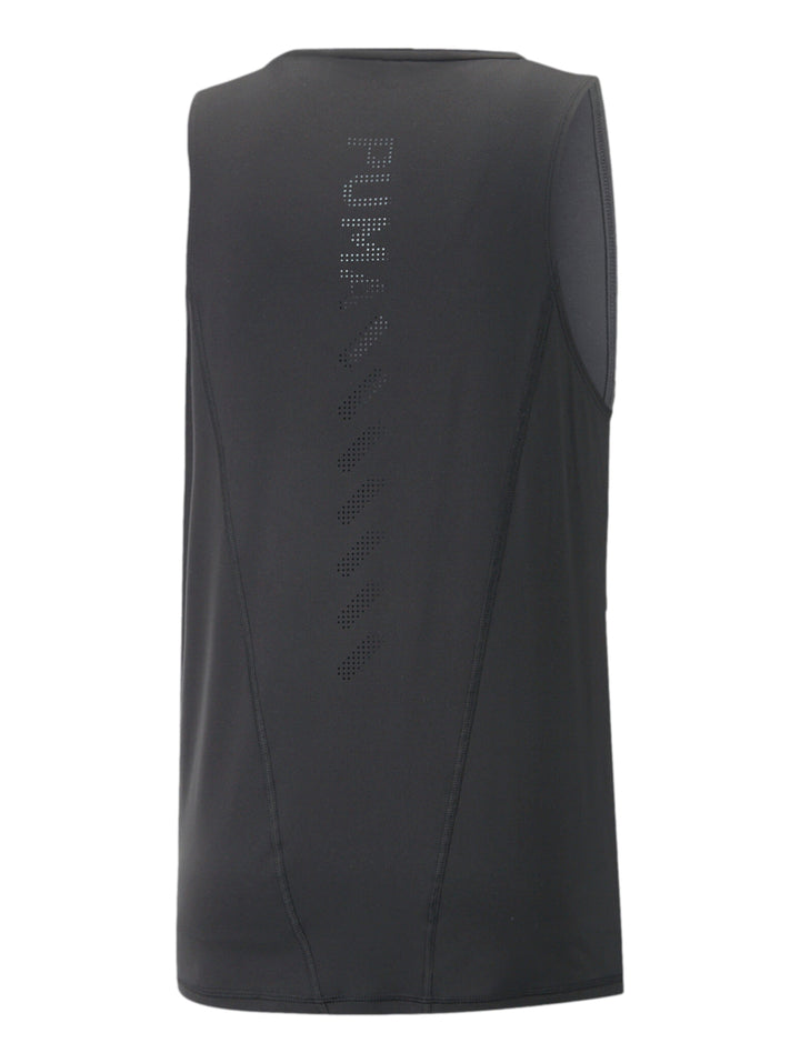 Camiseta deportiva sin mangas PUMA en color negro con logotipo en el pecho.