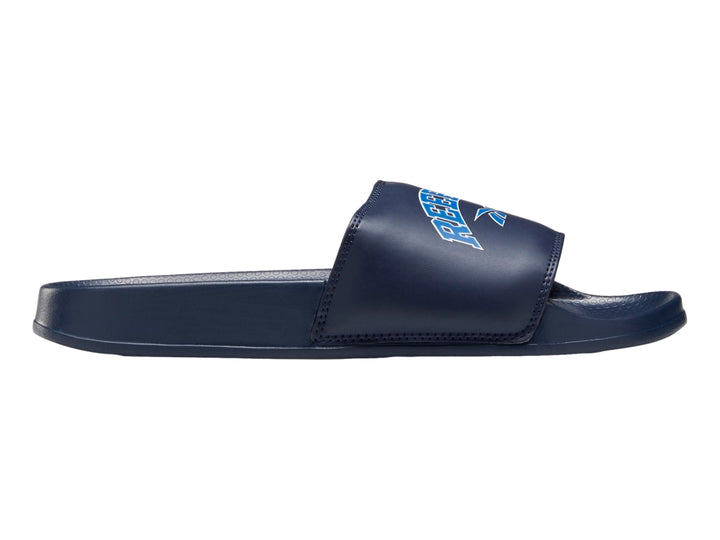 Sandalias Reebok Classic Slide en color azul marino con logotipo en la banda superior.