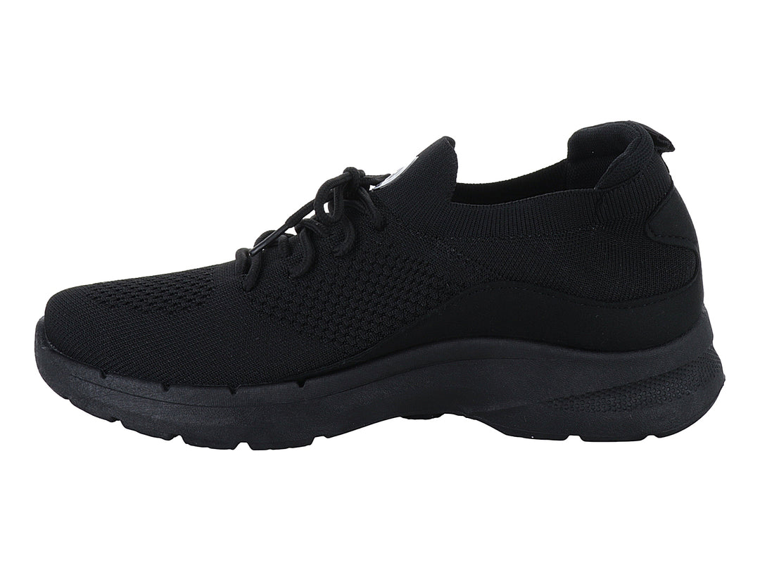 Tenis deportivos Furor color negro con tejido transpirable y suela gruesa.