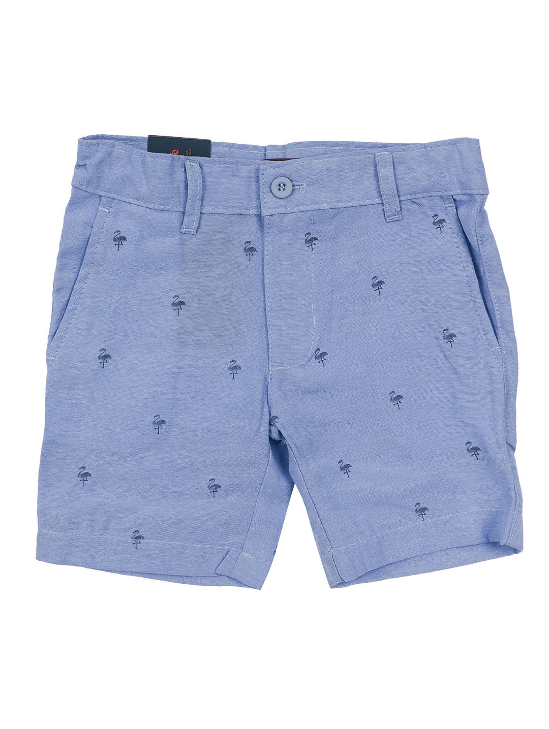 Bermudas color azul claro con estampado de flamencos para niño.