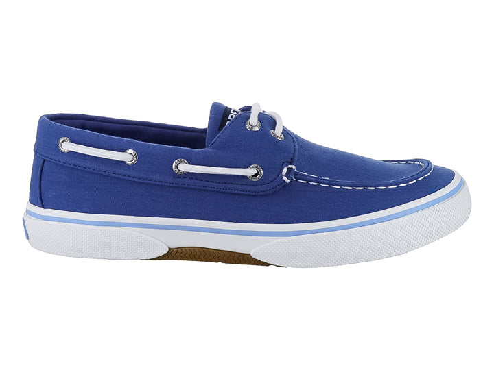 Zapato casual Sperry color azul marino con cordones y suela blanca, estilo náutico.