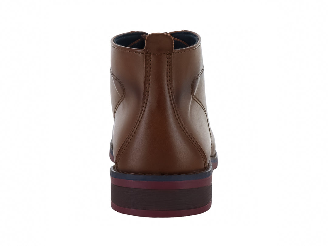 Botas Mariscal color maple de cuero liso con agujetas y suela en tono guinda para hombre.