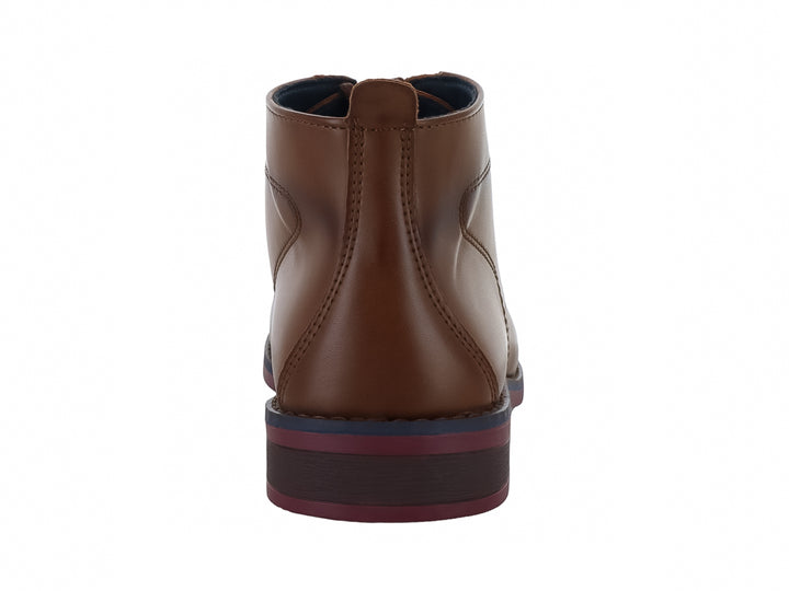 Botas Mariscal color maple de cuero liso con agujetas y suela en tono guinda para hombre.