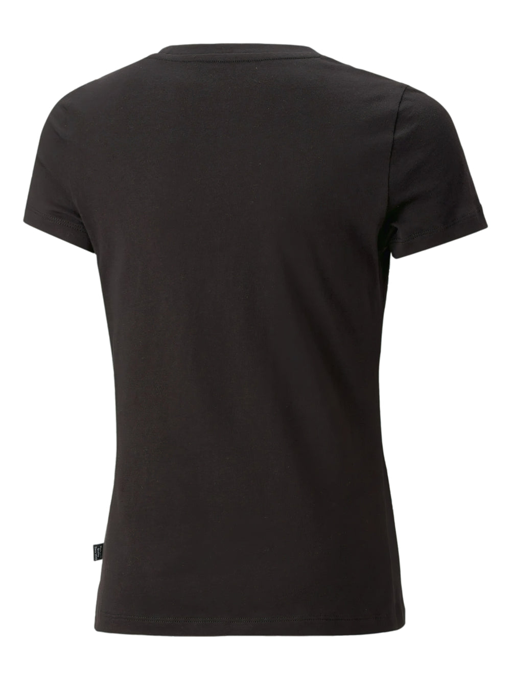Camiseta deportiva PUMA de color negro con logotipo blanco en el pecho y cuello redondo.