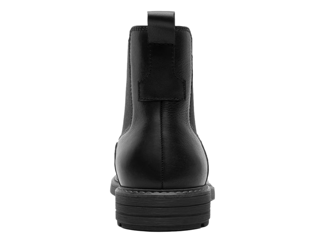 Bota casual Flexi color negro para hombre con panel elástico lateral.