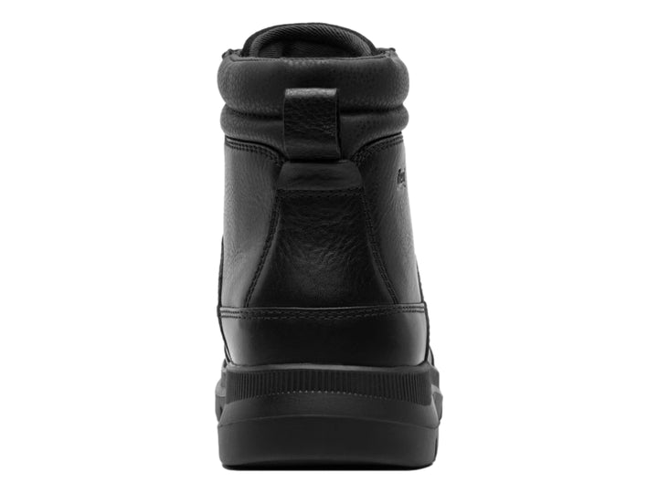 Bota negra de cuero marca Flexi con cordones y suela gruesa.