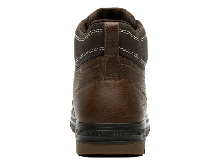 Botín Flexi color chocolate de cuero con suela negra y agujetas, estilo country.