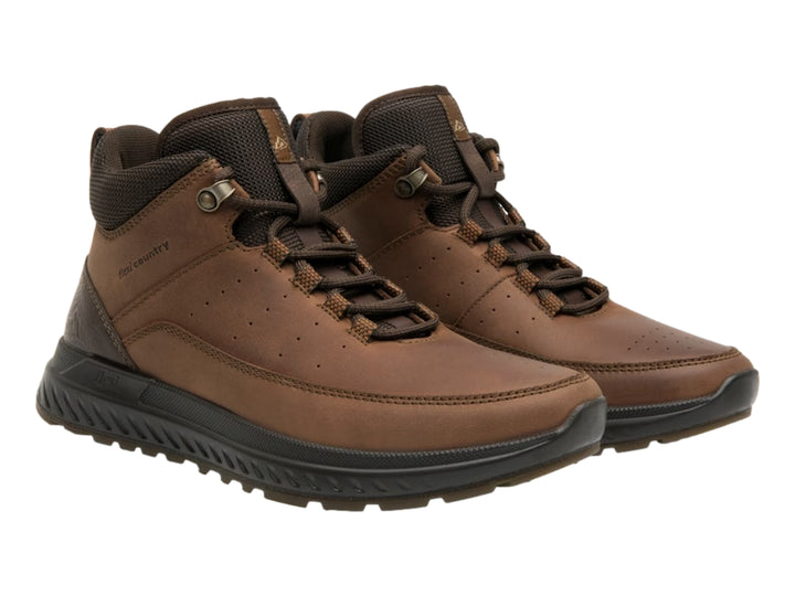 Zapato tipo botín Flexi color brandy con suela negra y cordones.