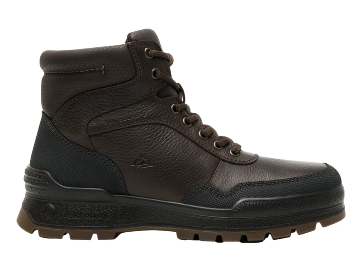 Bota Flexi color marrón y negro con suela robusta y cordones.