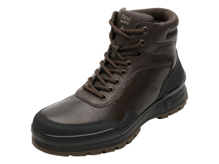 Bota Flexi color marrón y negro con suela robusta y cordones.