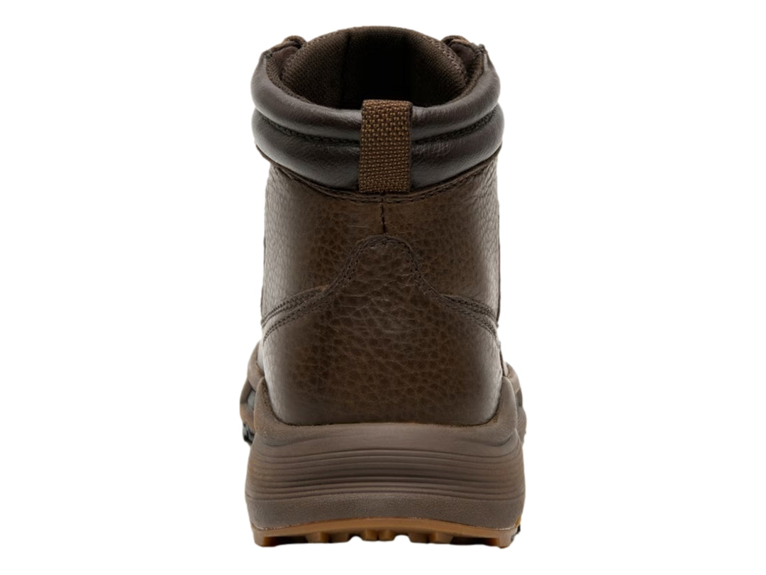 Botín Flexi color chocolate de cuero con suela robusta y cordones.