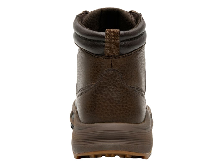Botín Flexi color chocolate de cuero con suela robusta y cordones.