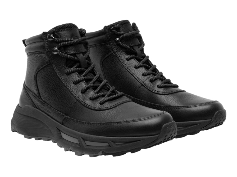 Botín negro de cuero Flexi con suela robusta y cordones.