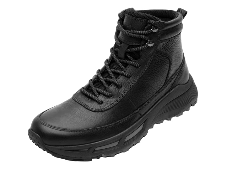 Botín negro de cuero Flexi con suela robusta y cordones.