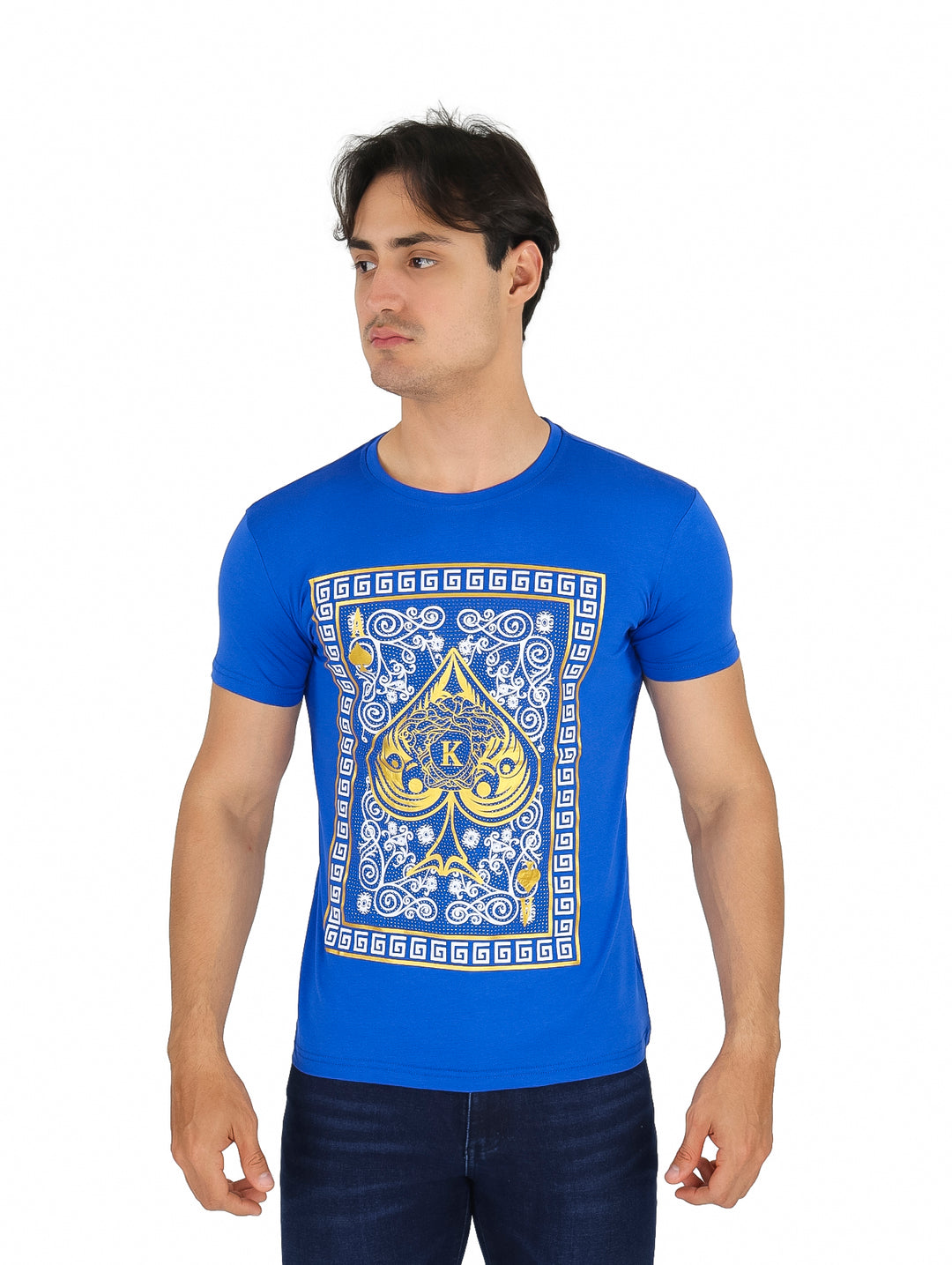 Playera Moda Pritex Azul y Dorado para Hombre