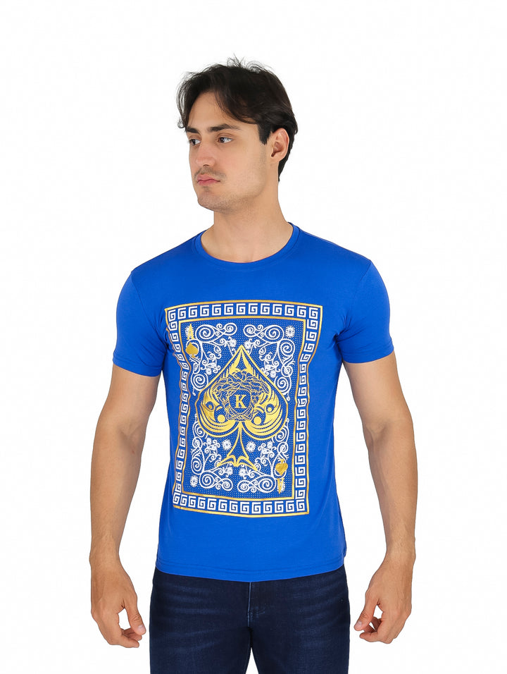 Playera Moda Pritex Azul y Dorado para Hombre