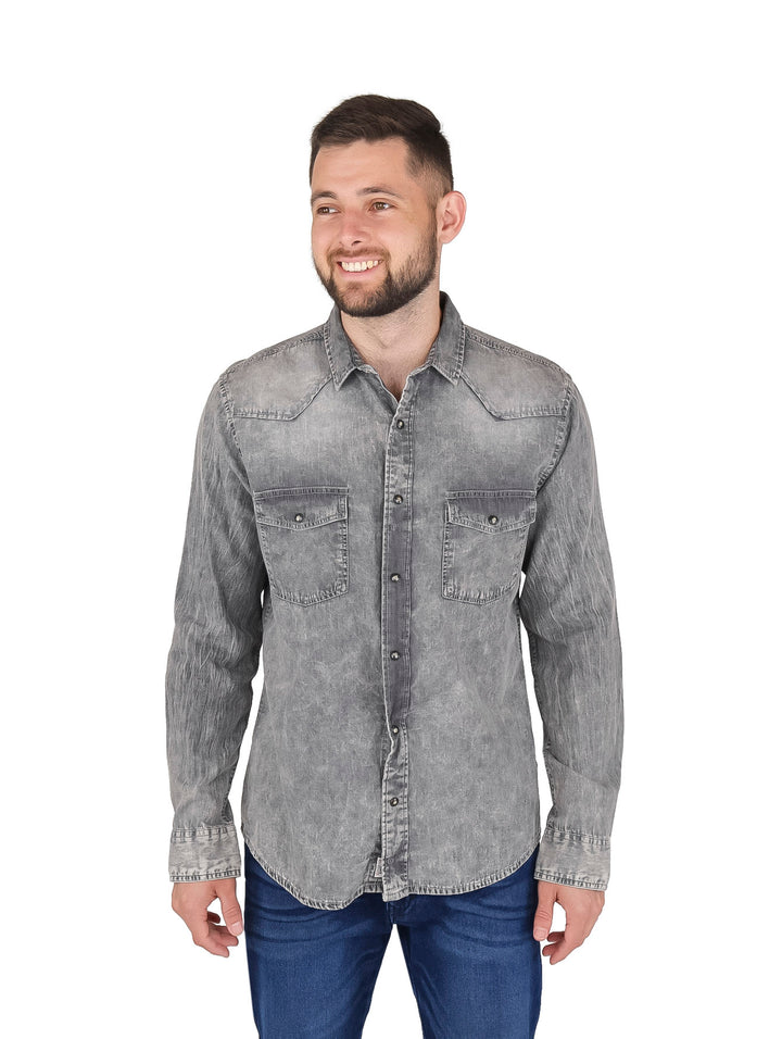 Camisa Vaquera Slim Fit Gris SUPPLY para Hombre