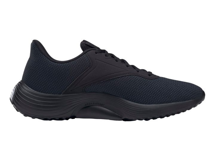 Tenis deportivos Reebok Lite 3.0 en color negro con suela ergonómica y parte superior de malla.