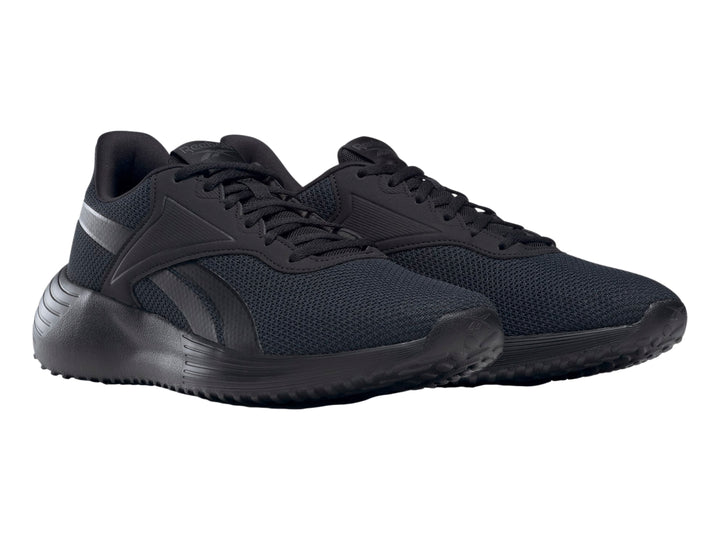 Tenis deportivos Reebok Lite 3.0 en color negro con suela ergonómica y parte superior de malla.
