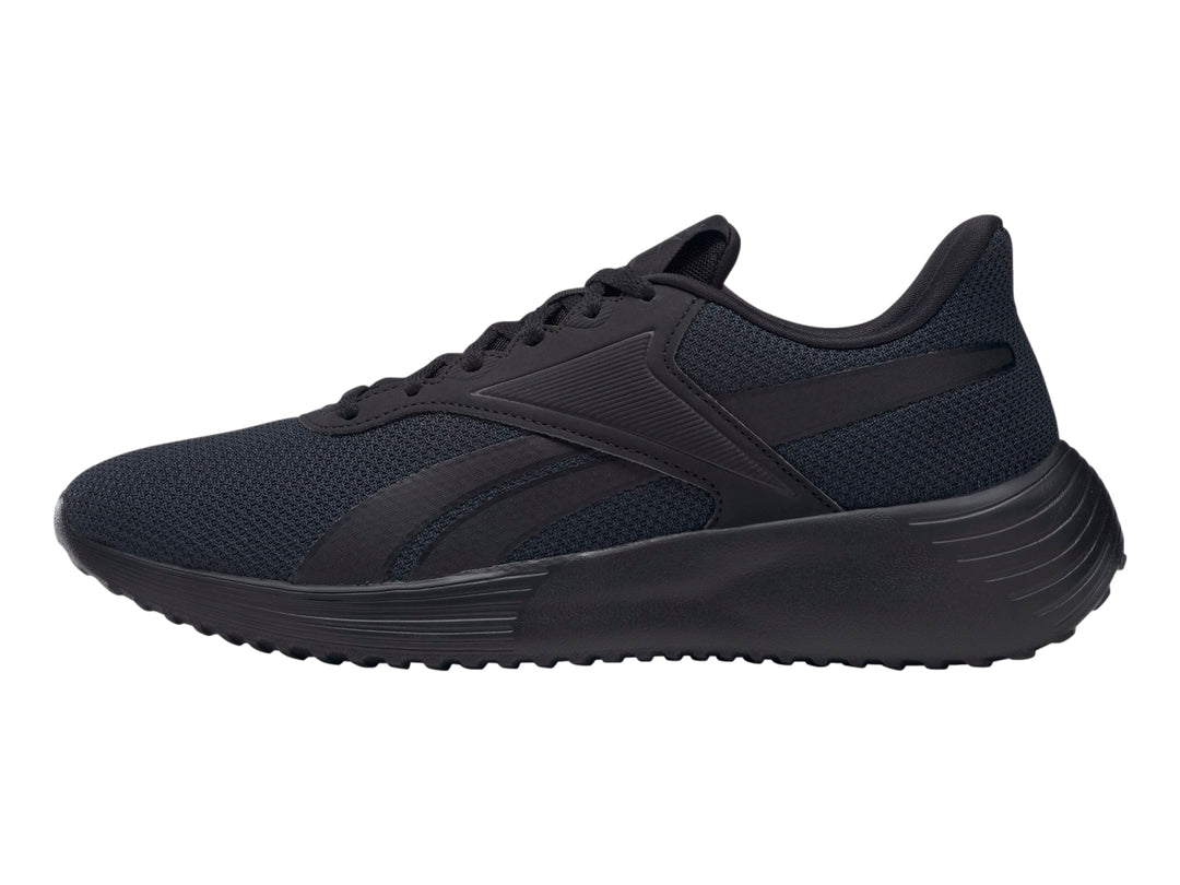 Tenis deportivos Reebok Lite 3.0 en color negro con suela ergonómica y parte superior de malla.