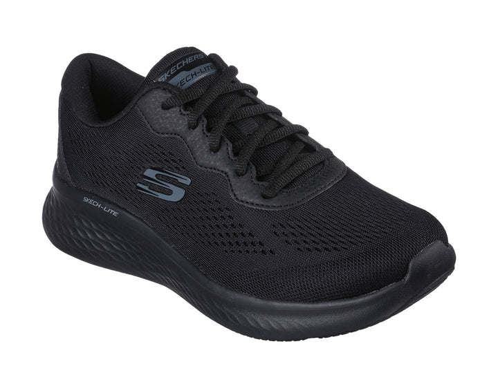Tenis deportivos Skechers color negro con tejido de malla y suela Skech-Lite.