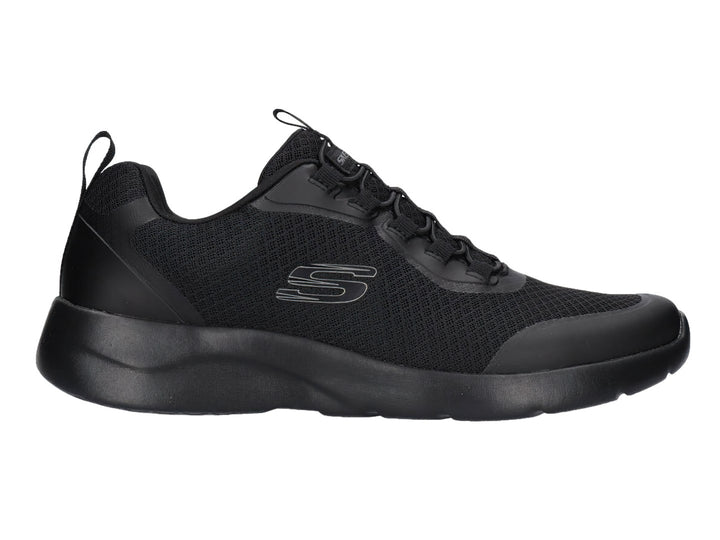 Tenis deportivos Skechers Dynamight 2.0 en color negro total con tejido de malla y suela cómoda.