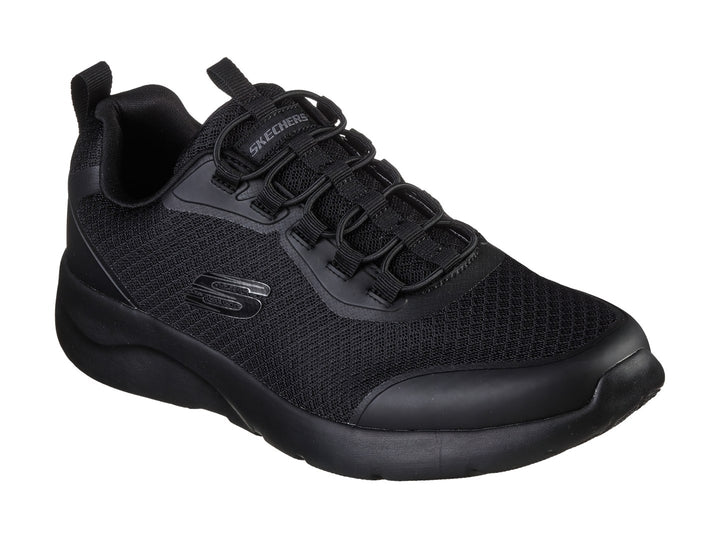Tenis deportivos Skechers Dynamight 2.0 en color negro total con tejido de malla y suela cómoda.
