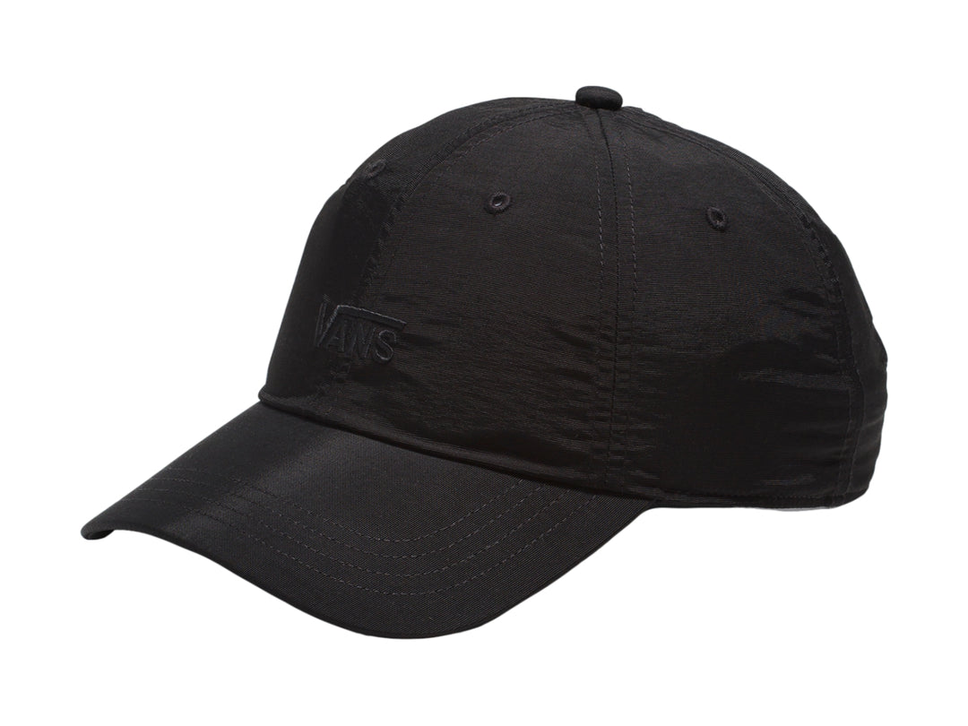 Gorra Vans de color negro con visera curva y logotipo bordado en el frente.
