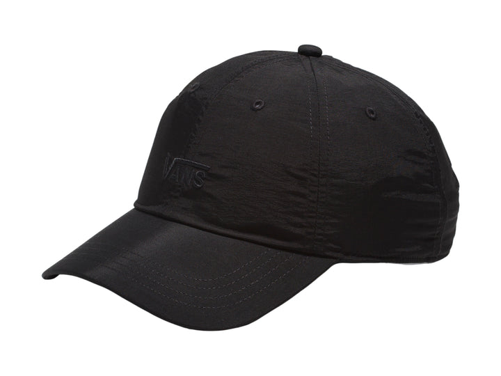 Gorra Vans de color negro con visera curva y logotipo bordado en el frente.
