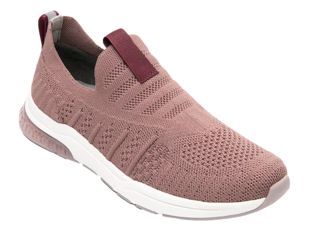 Tenis Flexi color rosa viejo con suela blanca, diseño slip-on de tejido textil.