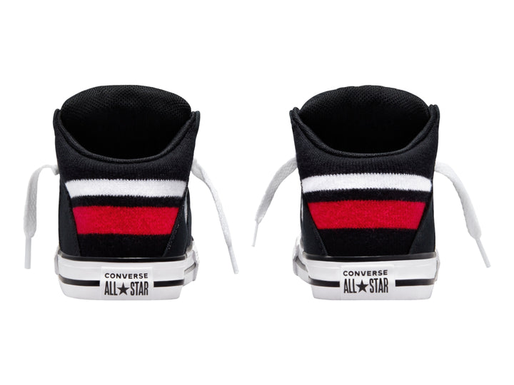 Tenis Converse Chuck Taylor All Star Axel Mid en color negro con detalles en blanco y rojo para bebé.