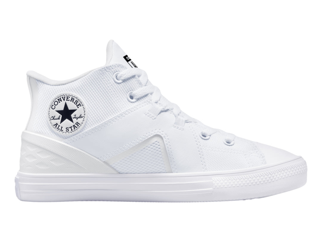 Tenis Converse Chuck Taylor All Star Flux Ultra Mid en color blanco con suela blanca.