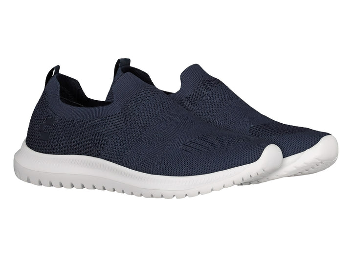 Tenis deportivos Charly color azul marino con suela blanca, diseño slip-on sin cordones.