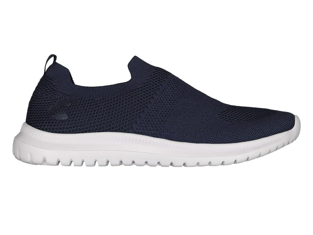 Tenis deportivos Charly color azul marino con suela blanca, diseño slip-on sin cordones.